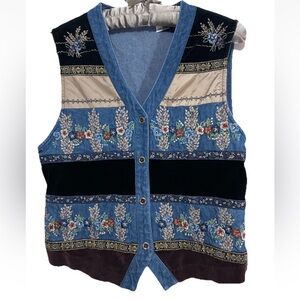 Koret Vest S True Vintage Y2K 90s Denim Gorpcore Granny Waistcoat Boho Hippie